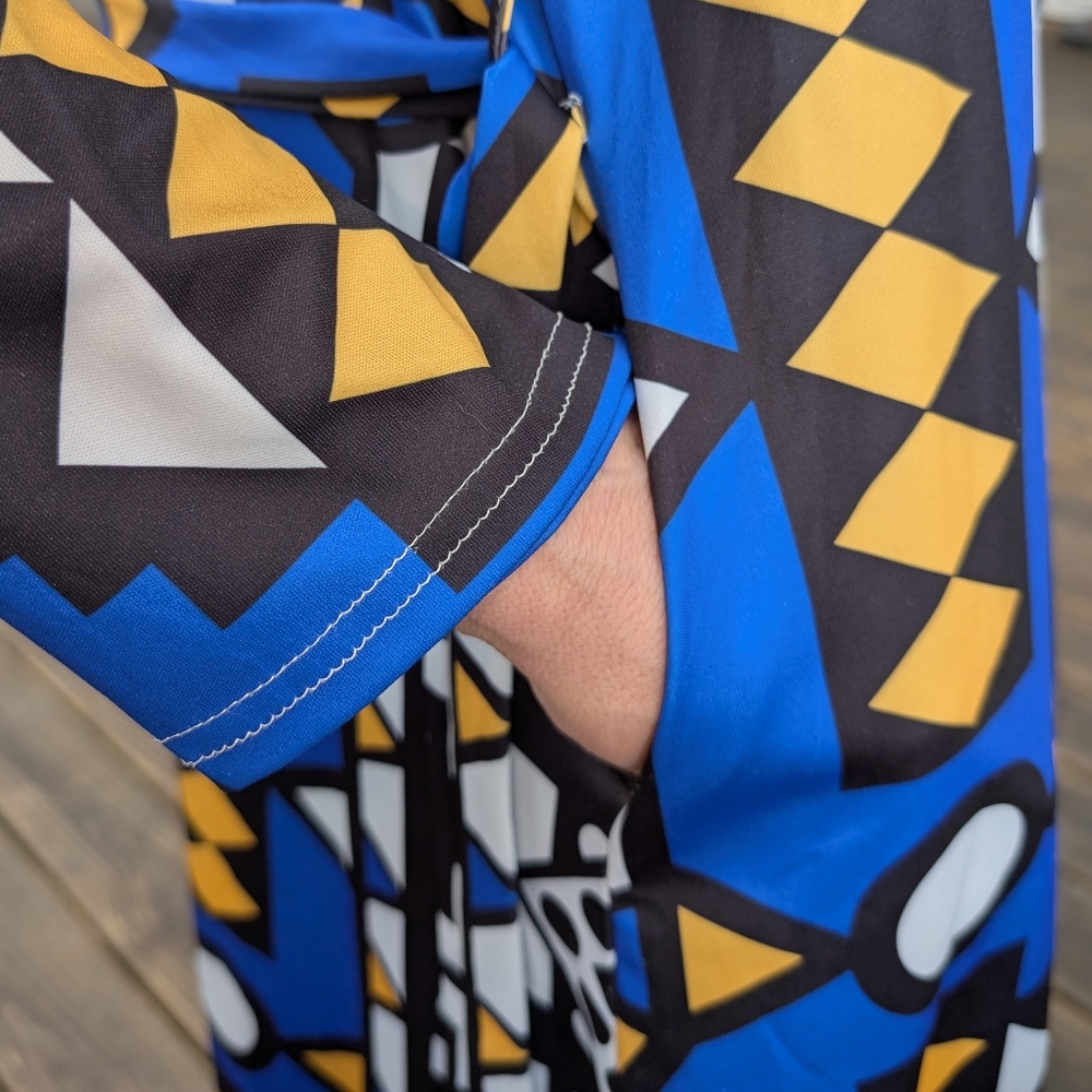 Geometric Print Open Front Robe With Pockets - Picture 6 of 6